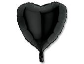 Сердце фольга Черное 92 см с гелием