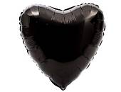 Сердце фольга Черное 45 см с гелием
