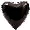 Сердце фольга Черное 45 см с гелием