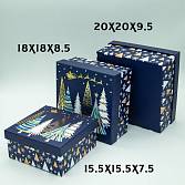 Коробка 15,5*15,5*7,5 см "Елки на синем" / ч34907