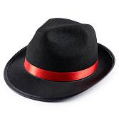 Шляпа "Мафиози" черный/красный, фетр /6232322
