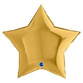 Звезда фольга Золотая 92 см с гелием