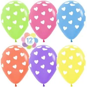 Сердечки ассорти 12" неон (Колумбия)