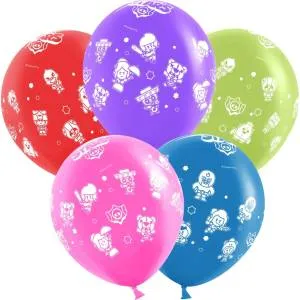 12" Brawl Stars, Звездные бойцы, дизайн №3, ассорти пастель (Китай)/ 25 шт 501542