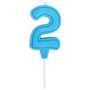 Свеча -цифра "2" Праздник голубая пастель 6 см / 1502-6656