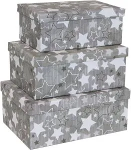Коробка 21*14*8 см "Волшебные звезды" серебро