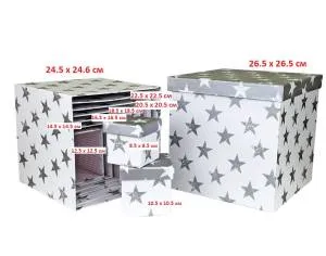 Коробка 26.5*26.5 см Куб Звезды Серебро / SY 601-1089