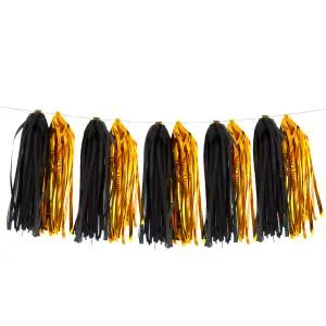 Помпон кисточка 35 см. (Черный/Золото) 10 листов/521188