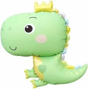 32" Динозаврик в короне, светло-зеленый сатин / Китай 26087
