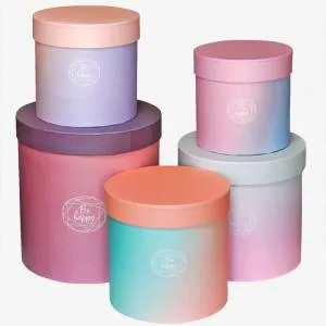 Коробка 23*25 см цилиндр "Градиентный микс"