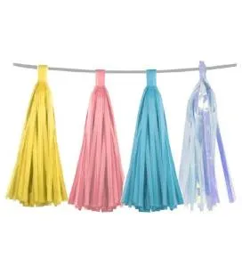 Набор гирлянд Тассел Ассорти Макаронс/нежно-розовый,желтый, голубой, перламутр /20 листов