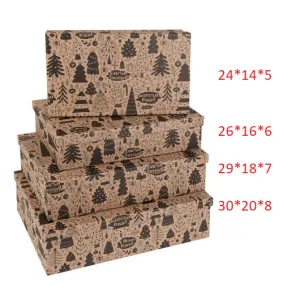 Коробка крафт "Елочки" 29*18*7 см.КОР-2007