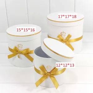 Коробка 12*12*13 см "Золотая роза" белый цилиндр