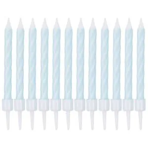 Свечи Спирали с подст. Голубые 6 см 12 шт / 1502-6783
