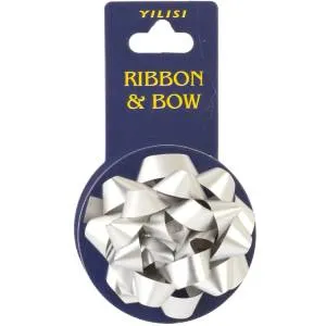 Бант Звезда 7см +Лента 4 м сатин серебро / 1507-1863