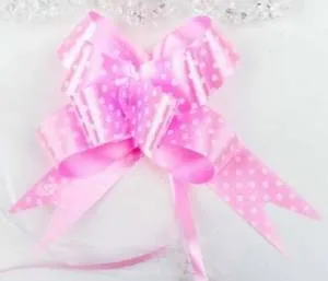 Бант бабочка БЛ-6500 / 3 см. Розовый в горох