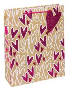 Пакет подарочный M/ППК-1795 18*23*8 см с матов. ламинацией и глиттером