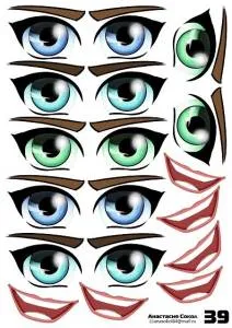 Наклейки "Глаза Рты №39"(6 комплектов на листе)/1960-39
