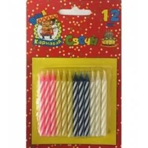 Свечи для торта разноцветные 12 шт