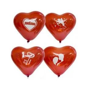 Сердце 10" Красное с рис ЛЮБЛЮ/Ит 50 шт.