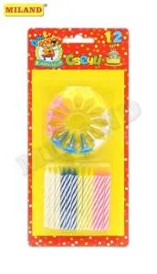 Свечи для торта разноцветные 12 шт с подставками 