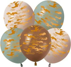 12" Золотой камуфляж, ассорти пастель (Китай) / 25 шт 512-093