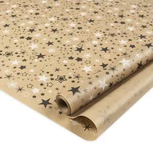 Упак.бумага крафт "Звезды" белый/графит 0,72*10 м. /207627