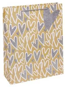 Пакет подарочный M/ППК-1796 18*23*8 см с матов. ламинацией и глиттером