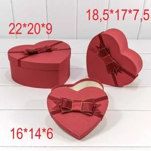 Коробка Сердце Красное с бантом 18,5*17*7,5