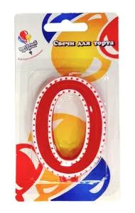 Свеча для торта в белой окантовке "0"