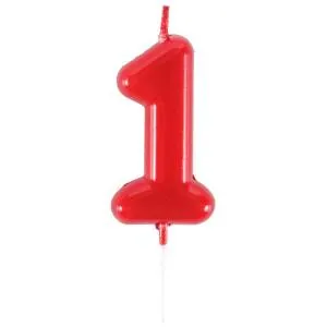 Свеча-цифра "1" Красная 4,5 см / 1502-6865