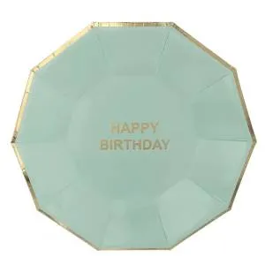 Тарелка  "СДР Мятные с золотом многогранник" 18 см. 6 шт.