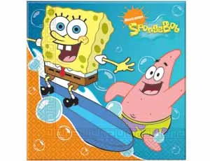 Салфетки бумажные "Губка Боб" 33см. 16 шт.