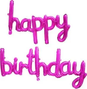 Набор шаров-букв мини Happy Birthday фуше 17"/ 19802