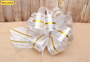 Бант-шар Золотые линии белый 50 мм. / БЛ-8007