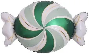 25" Конфета золотые полоски, зеленый/белый / Китай 26942