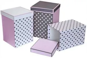 Коробка 15*15*23 см "Сиреневый микс,точки"