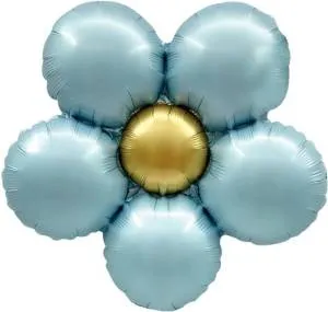 МИНИ Ромашка, голубой сатин / 23952