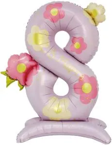 Цифра 40" - "8 марта" на подставке Нежные цветы в упак/ Китай R805