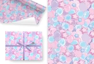 Упак. бумага "Воздушные шарики" 100*70 см, 5 листов /Ч44321