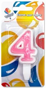 Свеча-цифра 4, ассорти, 5 см