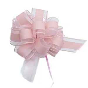 Бант-шар 5 см. Бежевый, органза с широкой полосой / ч51501