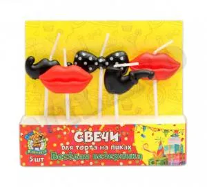 Свечи д/торта на пиках "Веселая вечеринка" 5 шт.