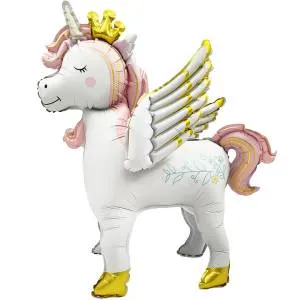 AIR 3D Единорог крылатый, розовый сатин (ходячий шар)/ 26446