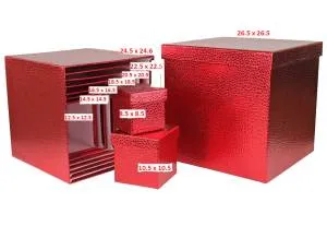 Коробка 22.5*22.5 см Куб Кожа Красный / SY 601-red