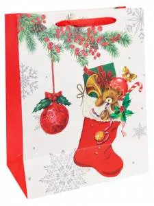 Пакет подарочный ПКП-3780 18*23*10 см с мат.ламинацией и глиттером