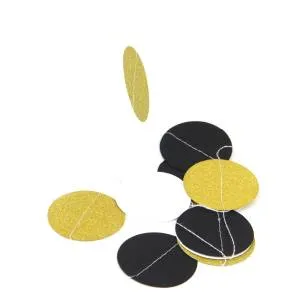 Гирлянда "Круги микс" Золото/черный/белый 2м.