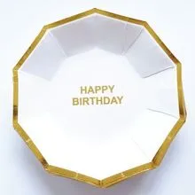 Тарелка  "СДР Белые с золотом многогранник" 23 см. 6 шт.