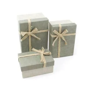 Коробка 15*22*11,5 см "Рустик" серая с бантом