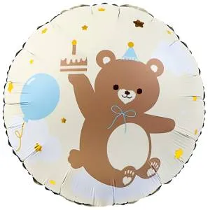 18" Круг, Мишка с кексиком, Кремовый 27149